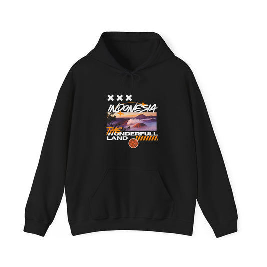 Black Orange Streetwear Indonesia Hooded Sweatshirt