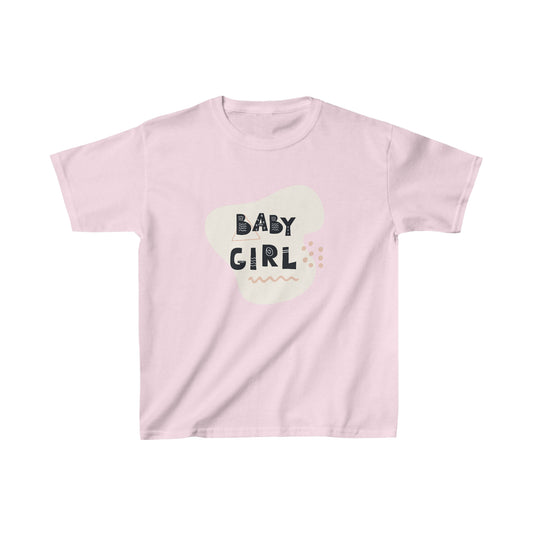 Black Beige Simple Typographic Baby Girl Kids Cotton Tee